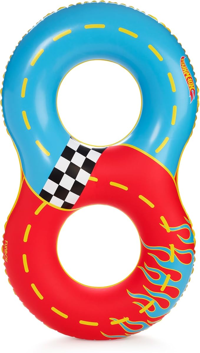 Hot Wheels & FUNBOY Racetrack Double Tube Float for Kids - 2 Person 60'' Large Size