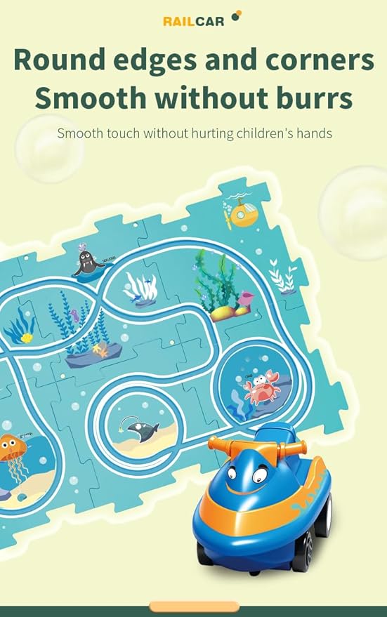 4 Sets 4in1 Puzzle Racer Kids Car Track Set,4 Theme Jigsaw Puzzle Racer Car Track Set Puzzle Track Car Play Set Puzzle Raceway Car Track Preschool Gifts for Kids Christmas Birthday Gift for Boys Girls