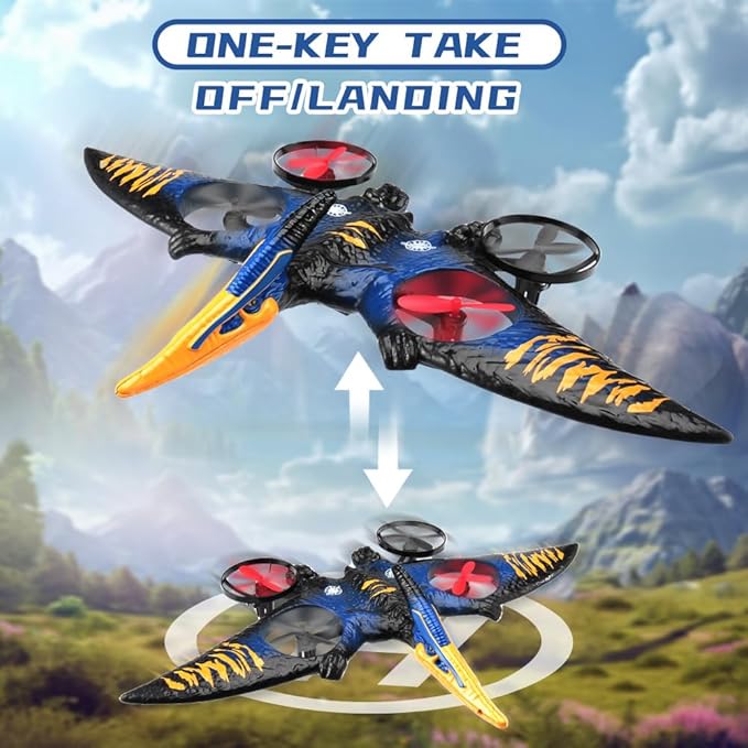 jaming Pterodactyl Dinosaur Toys Drone for Kids and Adults Easy to Fly Dragon Remote Controlled Aircraft for Beginners Hobby RC Plane Toys Birthday Gifts for Boys