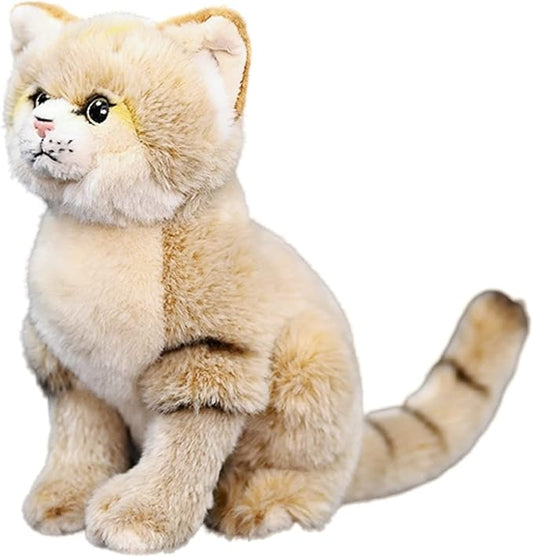 FRANKIEZHOU Realistic Sand Cat Plush-10,Cat Stuffed Animal for Girls, Soft Dune Cat Stuffed Animal Doll,Girl Toys,Model Gifts for Kids, Baby Gift,Home Decor,Hugging Toy