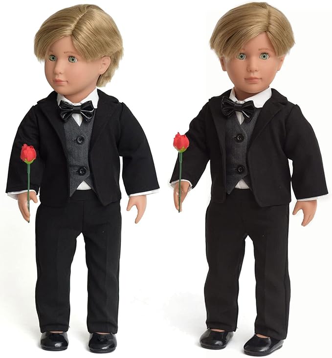 Doll Clothes Accesories First Communion Wedding Dress and Suit Set for American 18 inch Doll Boy and Girl