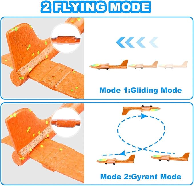 3 Pack Airplane Launcher Toy for Kids, Led Foam Glider with Plane Launcher for Playing Outdoor Flying Toys, Birthday Gifts for Boys Girls 3 4 5 6 7 8-13 Year Old.