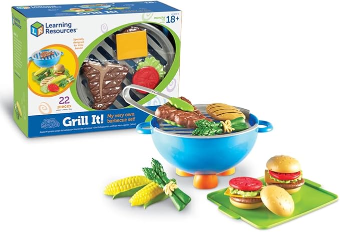 Learning Resources New Sprouts Grill It! Barbecue Set - 22 Piece Set, Ages 18+ Months Toddler Learning Toys, Preschool Toys, Pretend Play Food, Outdoor Play Food Toys