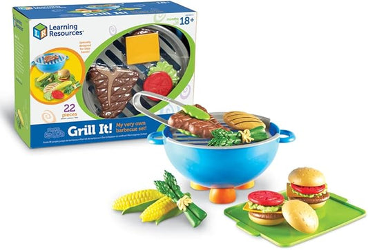 Learning Resources New Sprouts Grill It! Barbecue Set - 22 Piece Set, Ages 18+ Months Toddler Learning Toys, Preschool Toys, Pretend Play Food, Outdoor Play Food Toys