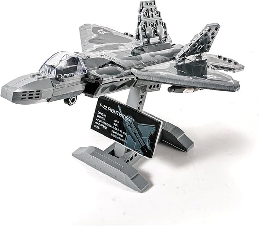 dOvOb Military F-22 Raptor Fighter Jet Air Force Building Block Set (626 Pieces), Fighting Falcon Army Plane Toys as Gift for Kids or Adult
