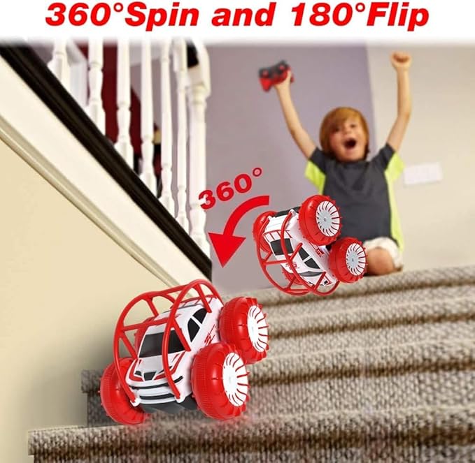 MaxTronic Amphibious Remote Control Car,Rechargeable RC Cars Toy 360° Flips Rotation Stunt Crawler 15KM/H 4WD All Terrain Outdoor Indoor Toy for Kids Boys Girls 3-12