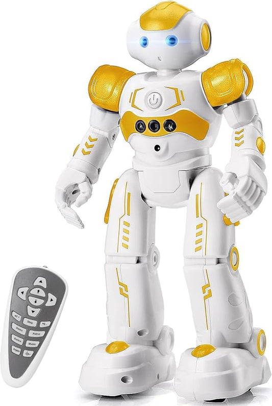KingsDragon RC Robot Toys for Kids, Gesture & Sensing Programmable Remote Control Smart Robot for Age 3 4 5 6 7 8 Year Old Boys Girls Birthday Gift Present,Yellow