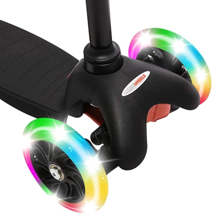ChromeWheels Scooter for Kids, Deluxe 3 Wheel Scooter for Toddlers 4 Adjustable Height Glider with Kick Scooters, Lean to Steer with LED Flashing Light for Ages 3-6 Girls Boys