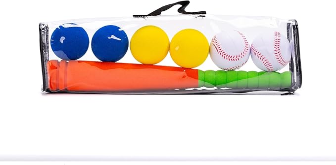 16.5 Inch [Mini Size] Soft Kids Foam Baseball Bat Toy Set with 6 Balls, for Toddler Age 3 Years Old Indoor Outdoor Sport T Ball Bat Playing Game, Orange