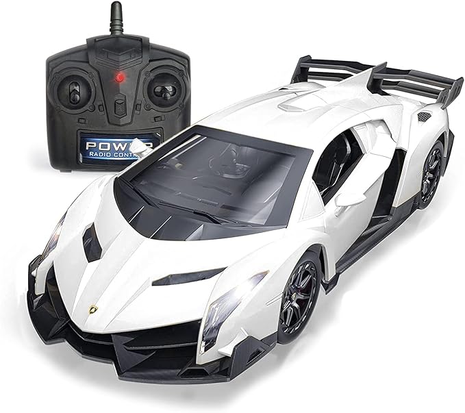 QUN FENG Remote Control RC CAR Racing Cars Compatible with Lamborghini Veneno Officially Licensed 1:24 Toy RC Cars Model Vehicle for Boys 6,7,8 Years Old,White