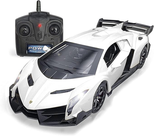 QUN FENG Remote Control RC CAR Racing Cars Compatible with Lamborghini Veneno Officially Licensed 1:24 Toy RC Cars Model Vehicle for Boys 6,7,8 Years Old,White