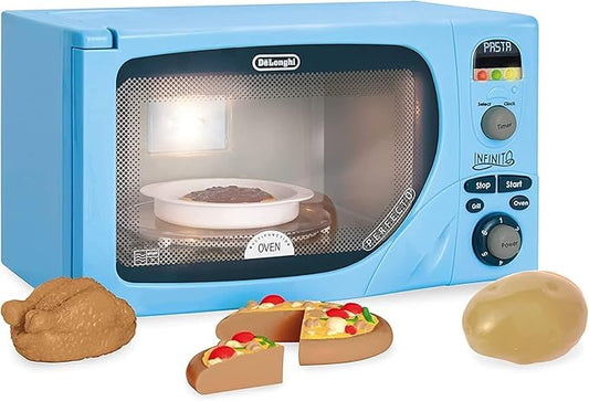 Casdon DeLonghi Microwave. Toy Replica of DeLonghi’s ‘Infinito’ Microwave for Children Aged 3+. Featuring Flashing LED’s, Sounds & More, Blue