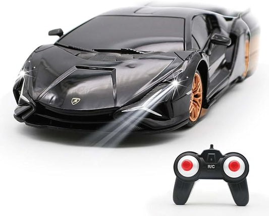 QUN XING Remote Control Car 1:24 Officially Licensed 2.4GHZ Rc Cars Lambo Sport Racing Toy Car for Kids Boys 4-7 Years Black