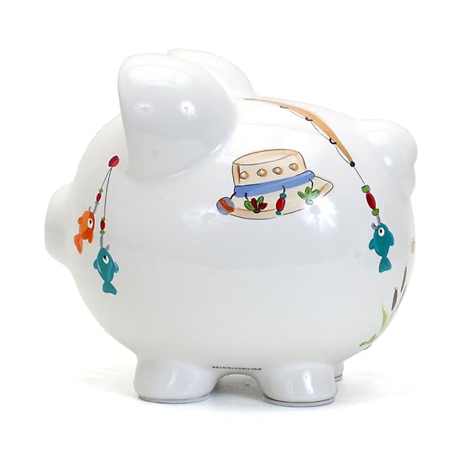 Child to Cherish Ceramic Piggy Bank for Boys, Gone Fishing