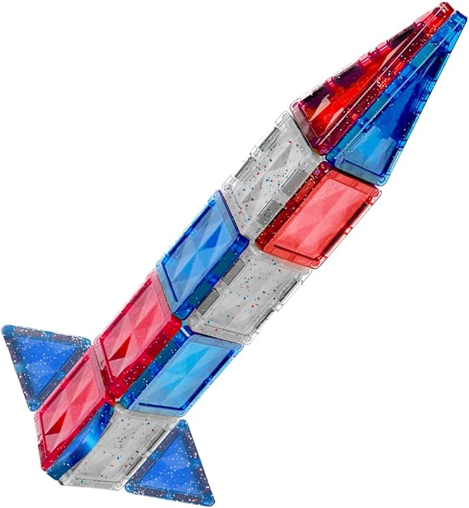 CreateOn Crayola Red, White & Blue PIP Magnetic Tiles 27pc, Magnetic Kids’ Building Toys, STEM Learning Travel Toys for Boys and Girls, 27-Piece Set