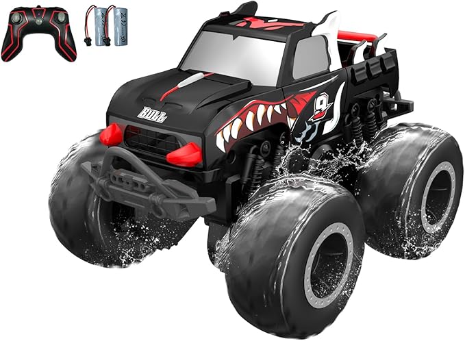 STEMTRON Amphibious Remote Control Car 2.4 GHz 1:20 All Terrain Off-Road RC Car Pool Toys Remote Control Boat Gifts for Kids Boys Black