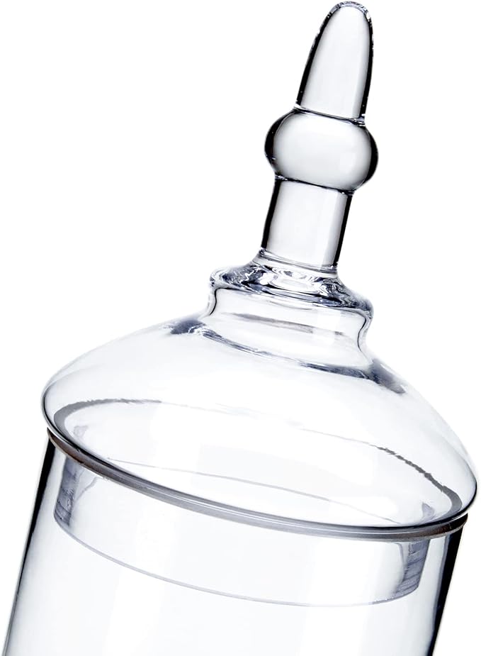 Glass Apothecary Jars, Clear Candy Bowl Dishes Holder Elegant Storage Buffet Display, Decorative Wedding Candy Organizer Canisters (Height: 15.5" Body: 5")