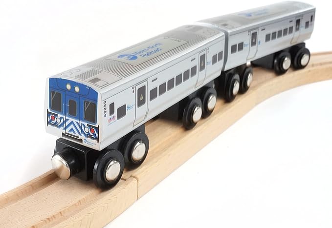 MUNI PALS Munipals Metro North Railroad Wooden Railway M7 2-car Set–Child Safe and Tested Wood Toy Train