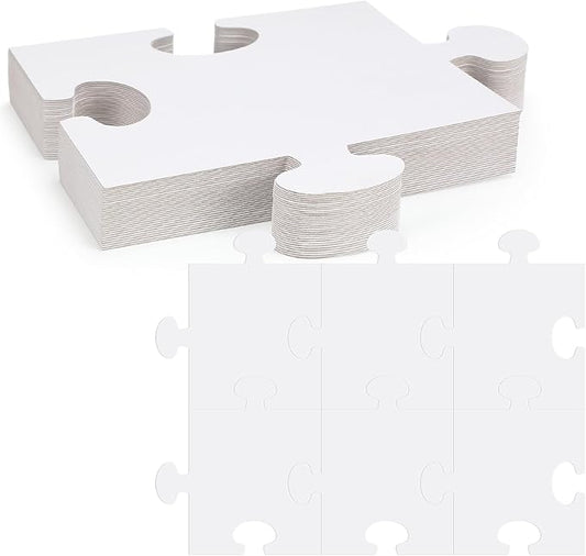 Sonwyoung 30 Pcs Large White Blank Cardboard Puzzles to Draw on 8 x 9 Inch Make Your Own Jigsaw Puzzle Pieces Giant Double Puzzle Blank White Papers for Kids Adult DIY Arts and Crafts Projects