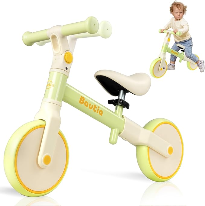 Balance Bike for 2 Year Old, Adjustable Seat & Handlebar, Age18 Months to 5 Years Old, No-Pedal Training Bike Toddler Push Bicycle First Gifts-Green