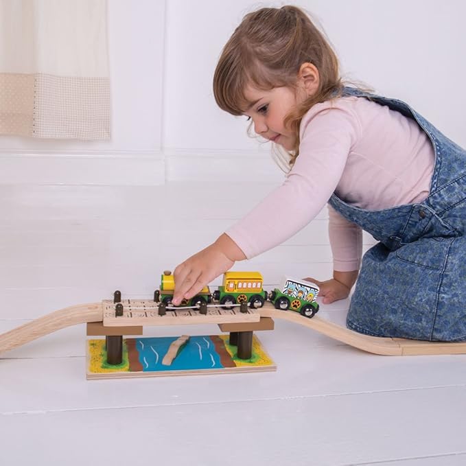 Bigjigs Rail Safari Rope Bridge - Other Major Wooden Rail Brands are Compatible