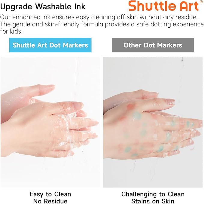 Shuttle Art Dot Markers, 15 Colors Washable Dot Markers for Toddlers,Bingo Daubers Supplies for Kids Preschool Children, Non Toxic Water-Based Bingo Daubers