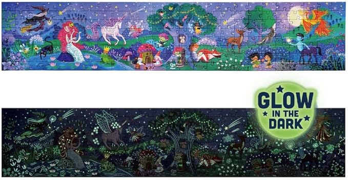 Hape Magic Forest Puzzle 1.5 Meter Long | 200 Pieces Colorful Giant Glow-in-The-Dark Enchanted Jigsaw, for Children 6+ Years