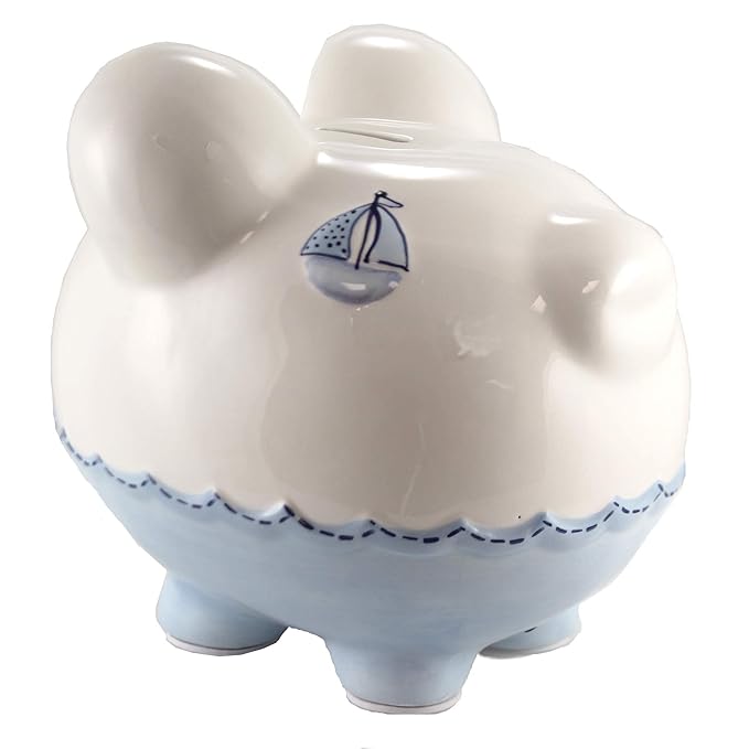 Child to Cherish Ceramic Piggy Bank for Boys (Sailboat)