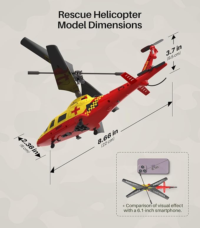SYMA S53H Remote Control Helicopter with Simulation Rescue Design, One Key Take-Off, Altitude Hold, Low Battery Alert, for Boys and Enthusiast, 8.66x2.36x3.7 in