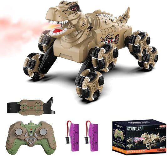 Dinosaur Remote Control Car, 8WD Monster Truck Toys for Boys Age 6-12, Gesture Sensing RC Stunt Cars with Spray&Light, Novelty Children's Toys