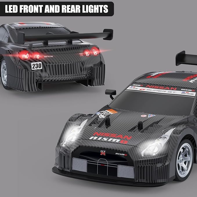 Dollox RC Drift Car 1/16 Scale Remote Control Car 2.4GHz 4WD 30+KM/H High Speed Vehicle with LED Lights, Extra Drifting Tires Racing Black Vehicle Toys Birthday Gifts (191AB) (Black&Red)