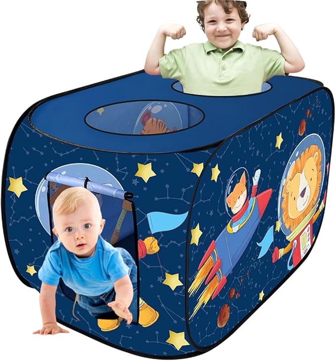 Pop Up Tent for Kids.Rocket Tent for Kids.Large, Easy to Organize Space Tent for Kids.Rocket Ship Tent.Space Ship Tent.Boys and Girls Imaginative Play.Spaceship Playhouse Tent Set, Blue
