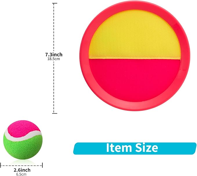 Outdoor Games for Kids - Toss and Catch Ball Set with 4 Paddles, 4 Balls, and 1 Storage Bag, Yard Games for Boys and Girls, Ages 4-8