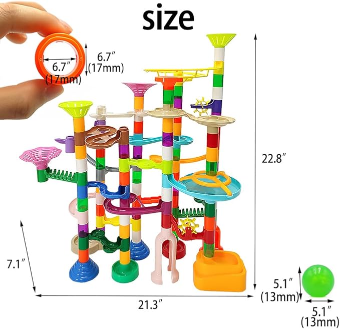 Marble Run for Kids Ages 3-4 5-8 150pcs Sturdy Building Toys Kids Games Marbles Run Track Amazing Fun Boys Girls Gifts (Standard)