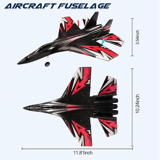 SU27 RC Plane, 2.4GHZ RC Airplane Ready to Fly Remote Control Airplane W/ 2 Batteries & 6-axis Gyro Stabilizer, 2CH RTF Hobby RC Glider for Beginners Kids Boys Girls Adults