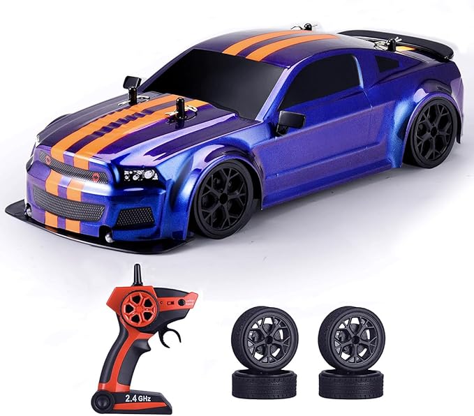 RC Drift Car 1/14 Scale Remote Control Drift Car 4x4 Race RC Vehicle High Speed 30KM/H Remote Control Drifting Toy for Boys Kids RTR with LED Lights 2.4 GHz Drifting and Racing Tires