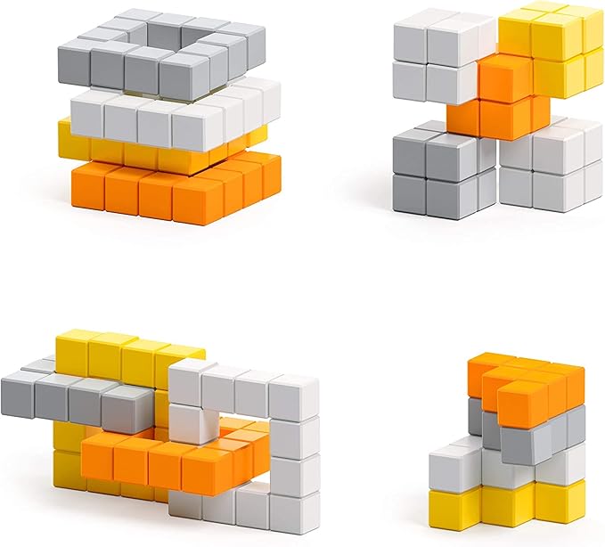 PIXIO RETROFUTURISM - Tiny Magnetic Blocks Building Toy in The Pixel Art Style with Free App - 5/16" Plastic Cubes with 6 Magnets Inside - Open Ended Toy - Creativity Toy for Ages 6+ - 60pcs