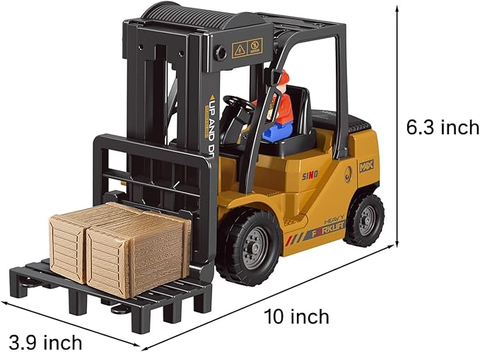 Remote Control Forklift 11 Channel Rc Forklift Cranes Construction Toys, w/Boxes/Sound and Light Spray, Two Rechargeable Batteries, Kids Forklift Toy Christmas & Birthday Gifts