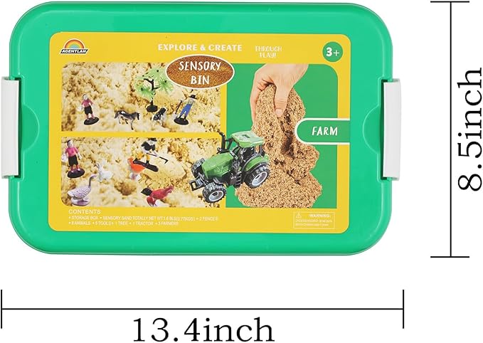 Farm Sensory Bin, Farm Sensory Toys with Play Sand for Toddlers Boys and Girls, Kids Toys Gift Sand Box for Age 3 4 5 6 7 8
