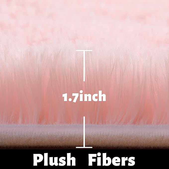Pink Area Rugs for Bedroom Girls, Living Room Decor, Fluffy Fuzzy Shag Rug 4x6 for Kids Room, Soft Cute Indoor Floor Carpet for Baby, Teen, Nursery, Preppy Dorm, Playroom, Plush Aesthetic Bedside Rug