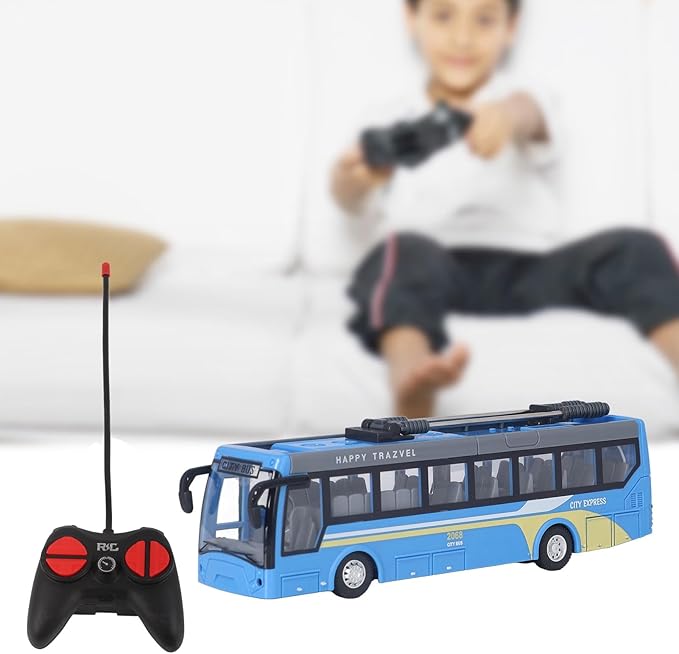RC School Bus, 8.27 Inches Remote Control City Bus, Simulation All Directions Driving RC Car Electronic Vehicles for Children (Blue)