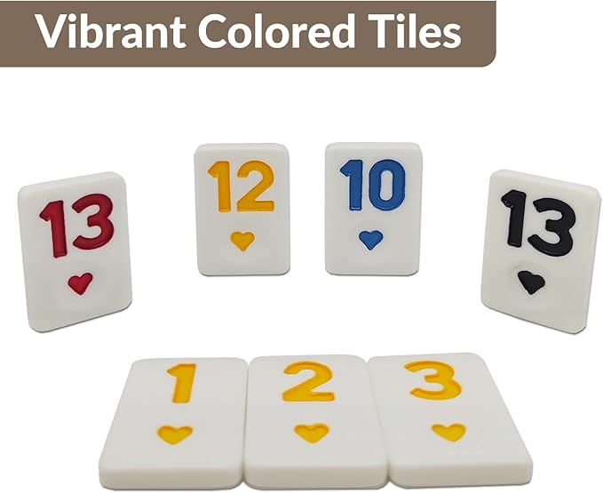 Rummy Cube 8 Player Edition with 8 Wooden Racks, Rummy Cube Game with Case 8 Players with Portable Case 214 Tiles Rummy Cube Travel Game Set for Family Adults Kids