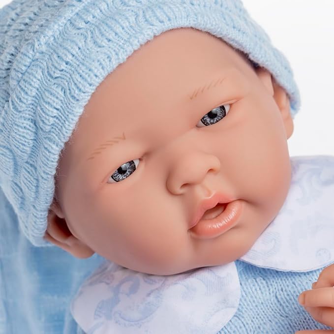 Anatomically Correct Real Boy Baby Doll | 15" All-Vinyl Baby Doll | JC Toys - La Newborn | Made in Spain | Comes With Blue Knit Outfit and Accessories | Designed by Berenguer | Ages 2+