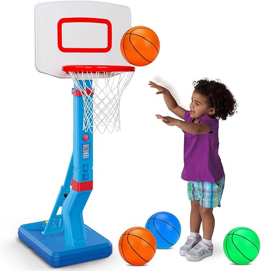 Toddler Basketball Hoop Indoor Mini Adjustable Basketball Goal with Ball Pump for Boys Girls Outdoor Toys for Backyard Game Outside Basketball Toy for Kids Age 2-4 3-5 6 7 4-8 Easter Birthday Gifts