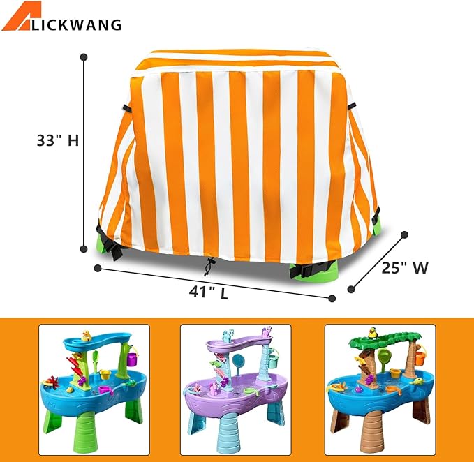 AIckwang Kids Water Table Cover, Compatible With Step2 Rain Showers Splash Pond Water Table,Outdoor Waterproof Dustproof Anti-UV Kids Water Play Table Cover,orange,Cover Only.