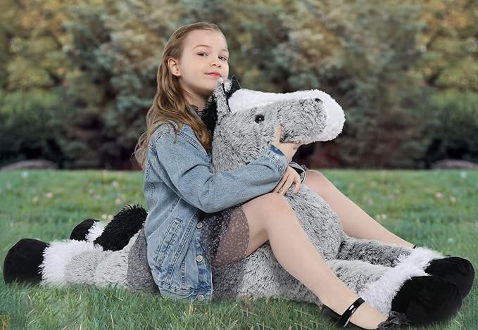 MaoGoLan Large Horse Stuffed Animal for Girls, Big Plush Toy, Jumbo 4 Feet Ridable Pony Plush Pillow for Kids