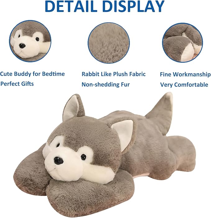 Weighted Stuffed Animals, 19.7in 3.3lbs Weighted Husky Stuffed Animal Toy Cute Husky Plush Pillow for Adults Boys Girls