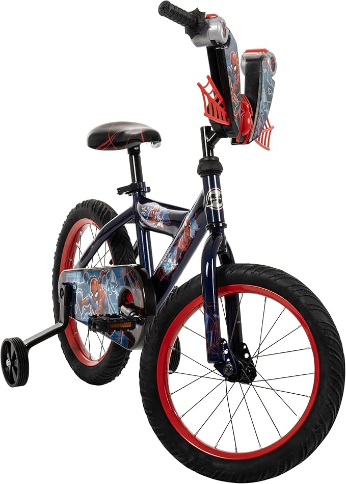 Huffy Disney and Marvel 12/16 Inch Boy's Bike for Kids, Multiple Color Options and Designs Available, Ideal for Ages 3+ Years Old, Removable Training Wheels, Adjustable Seat, Simple Coaster Brake