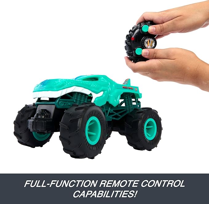 Hot Wheels Monster Trucks Toy RC, Remote-Control Mega-Wrex in 1:24 Scale with All-Terrain Tires, Performs Wheelies