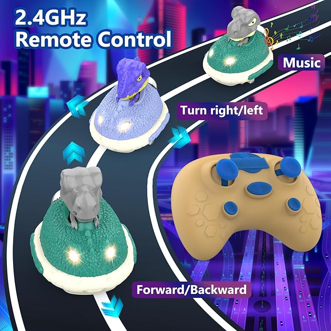 Remote Control Bumper Car, Race Car Toddler Toys with LED Lights&Music, RC Battle Stunt for Kids, Boys and Girls, 2 Pack